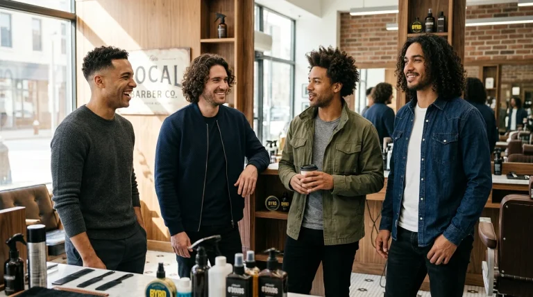 Curly hairstyles for men featuring short fades, defined curls, textured medium curls, and longer natural ringlets.