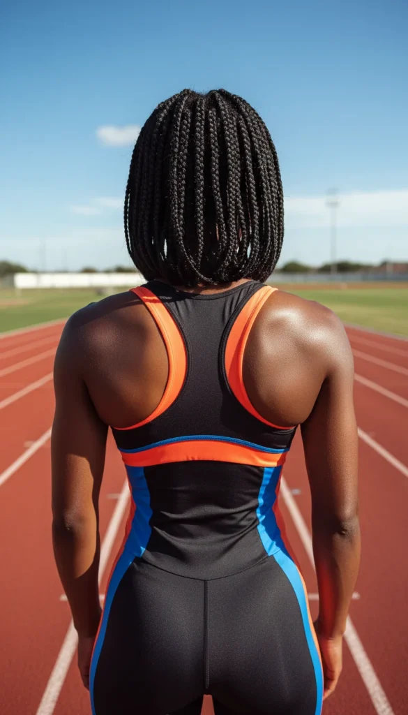 short box braids bob sporty hairstyle.