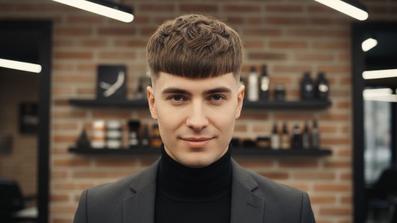 modern French crop haircut for men with textured top and fade