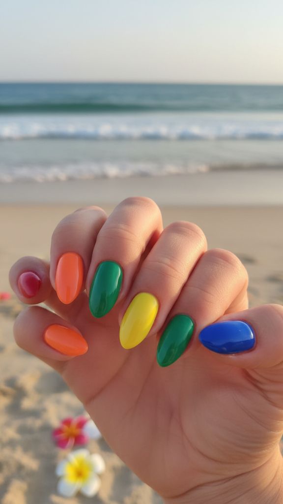 june nail ideas rainbow nails