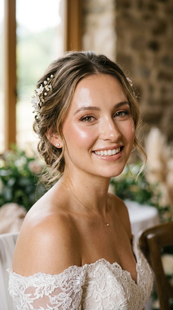 Radiant bridal jelly skin makeup with a glowing dewy finish