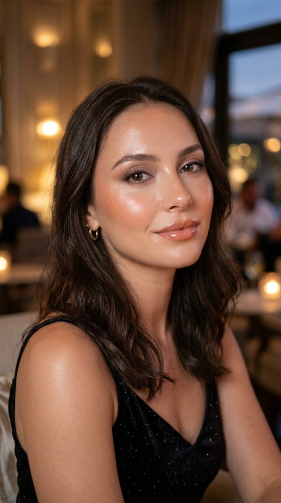 Soft-glam dewy jelly skin makeup for an evening look