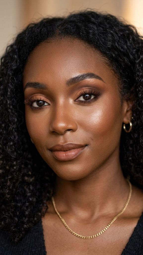 deep brown monochromatic eye makeup Black woman caramel mahogany espresso blended dark skin sophisticated