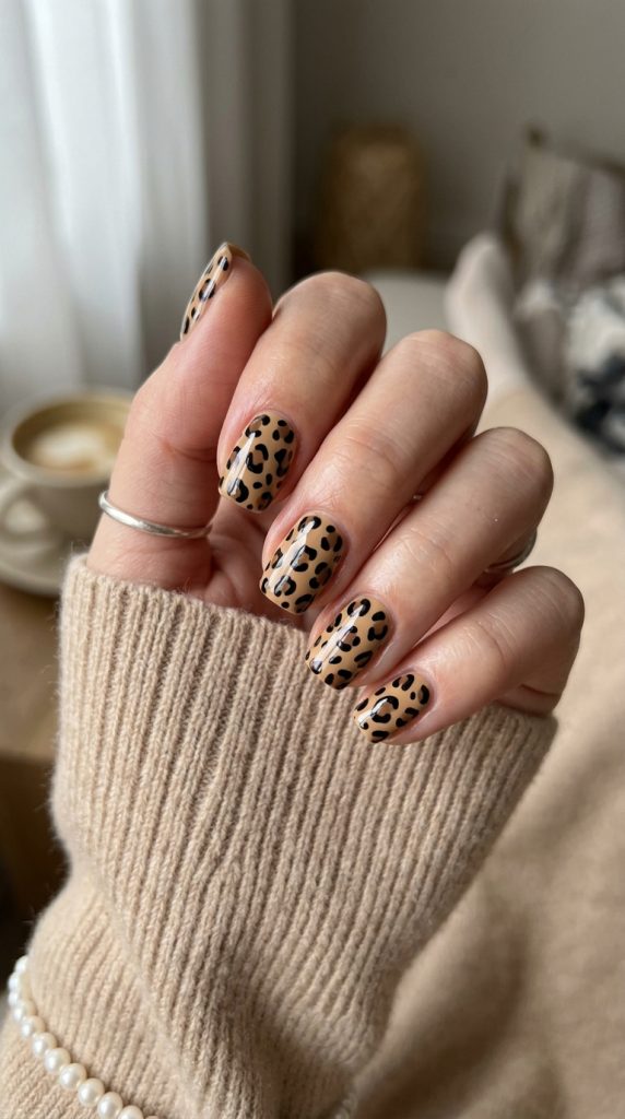 Chic leopard print fingernail design
