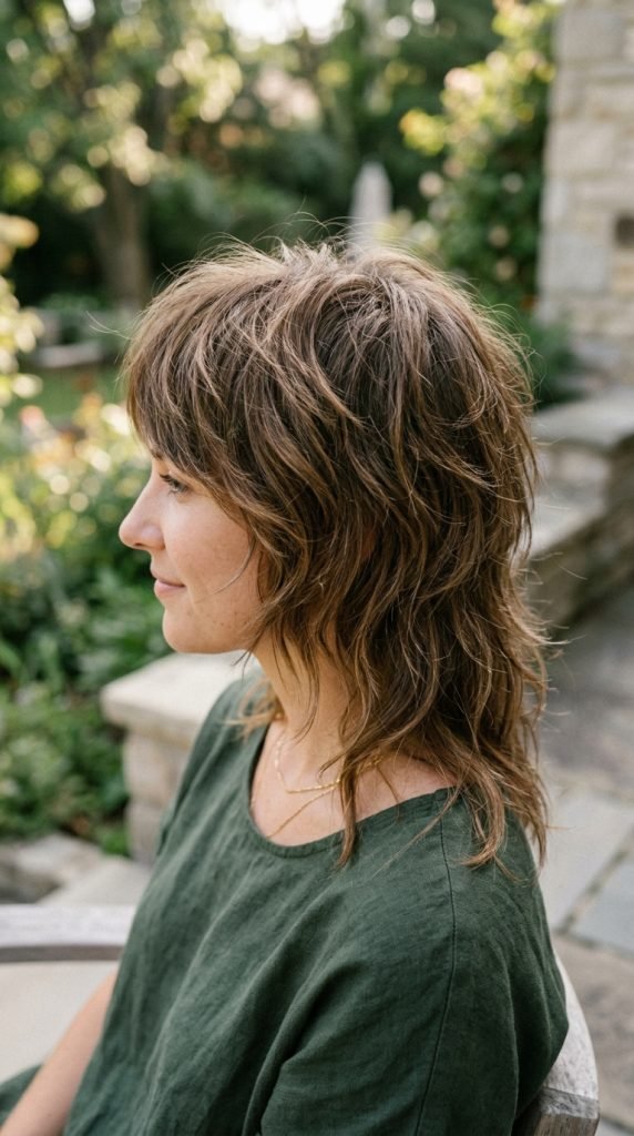Modern feathered wolf cut with soft layers and textured volume throughout 2026-2027 trending style