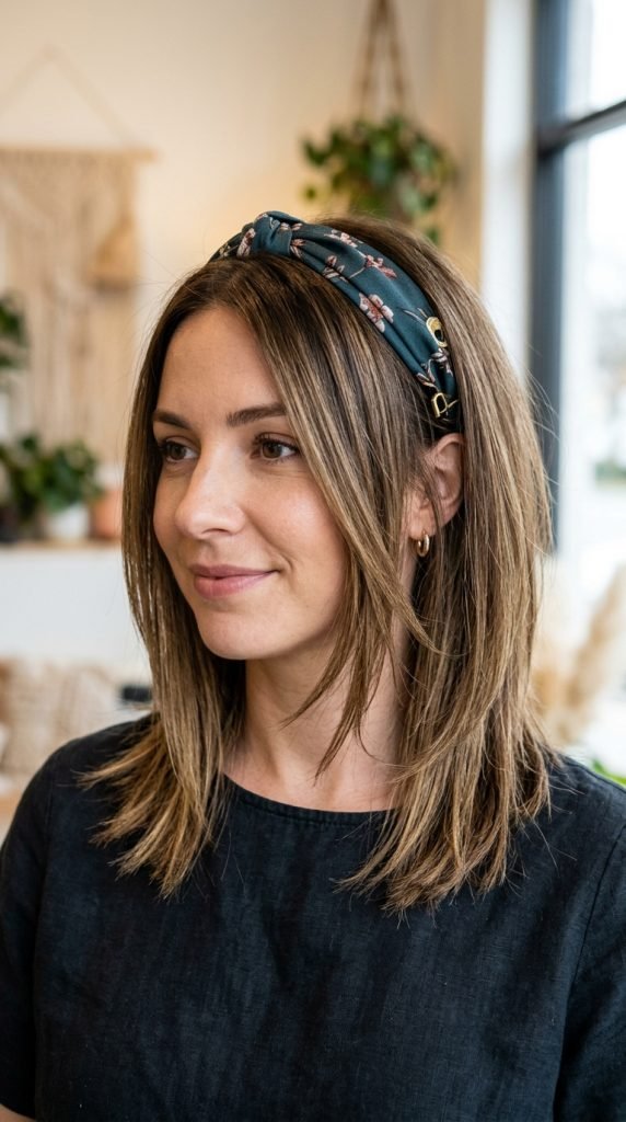Disconnected lob with textured layered ends creating editorial piece-y appearance