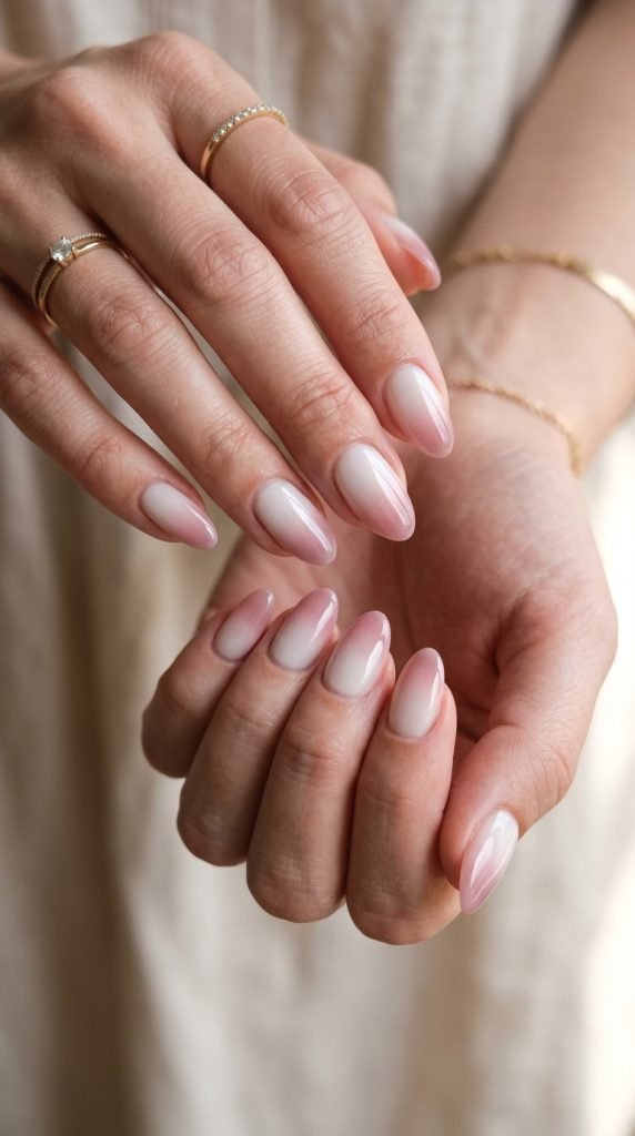 Milky gel base with colored ombre fade gradient effect