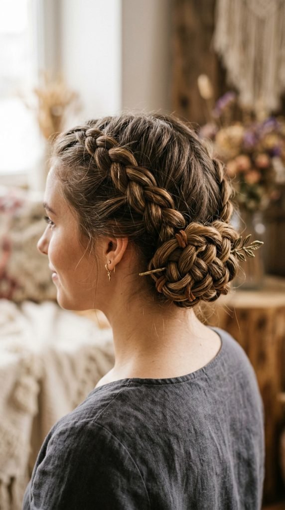 Knotted braids hairstyle showing artistic creative aesthetic