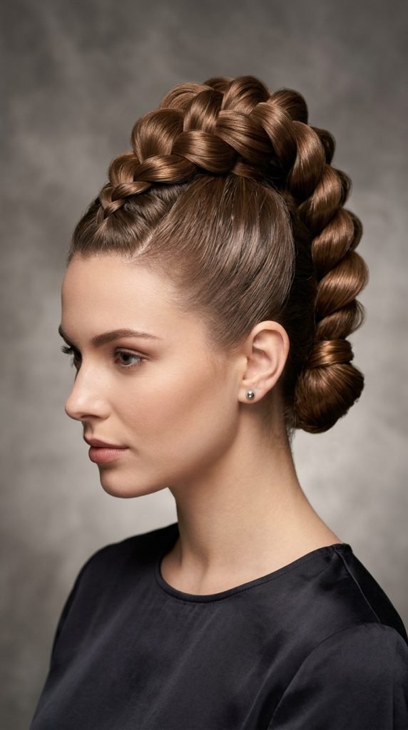 Reverse Dutch braid hairstyle showing elevated 3D braided effect