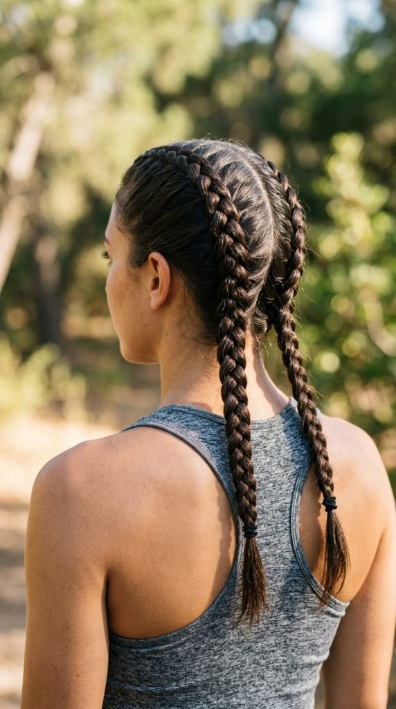 Boxer braids (cornrows) hairstyle showing athletic cute styling